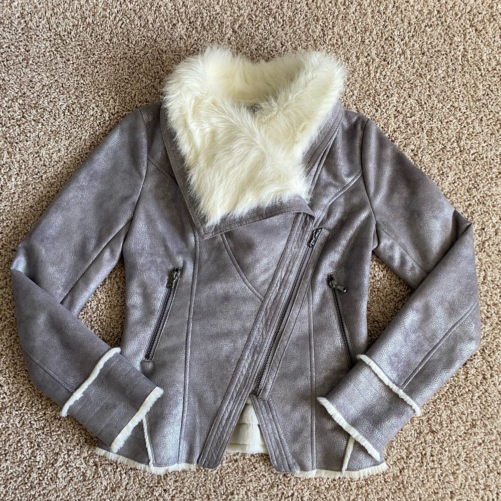 NWT Guess Metallic Lavender Moto Jacket